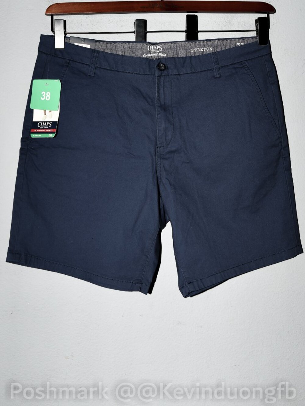 CHAPS Men flat front short , Navy. 9 inch inseam